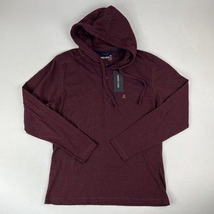 NWT Jared Lang Cranberry L/S Cotton Poly Hooded Henley Pullover Mens Size Medium